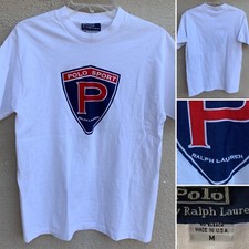 Polo by Ralph Lauren T Shirt Big Logo P Graphic Single Stitch Made In USA Size M