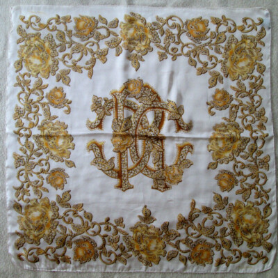 Foulard Vintage Roberto Cavalli – L'Officiel, Coton Marron 85x90 Cm