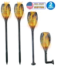 96 LED Solar Tiki Torches Lights Outdoor Waterproof Flameless Flickering Flames 