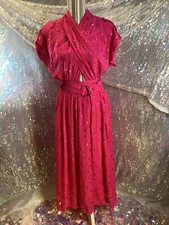 Derek Lam 10 Crosby Pink Cutout Metallic Coupe Crepe Chine Midi Wrap Dress Sz 2