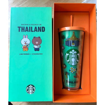 海外スタバ★ヨーロッパ★ライトミント★スリーブ★Dual open★SS水筒 Starbucks THAILAND Cold Cup Tumbler 24 oz LINE Friends Limited Box