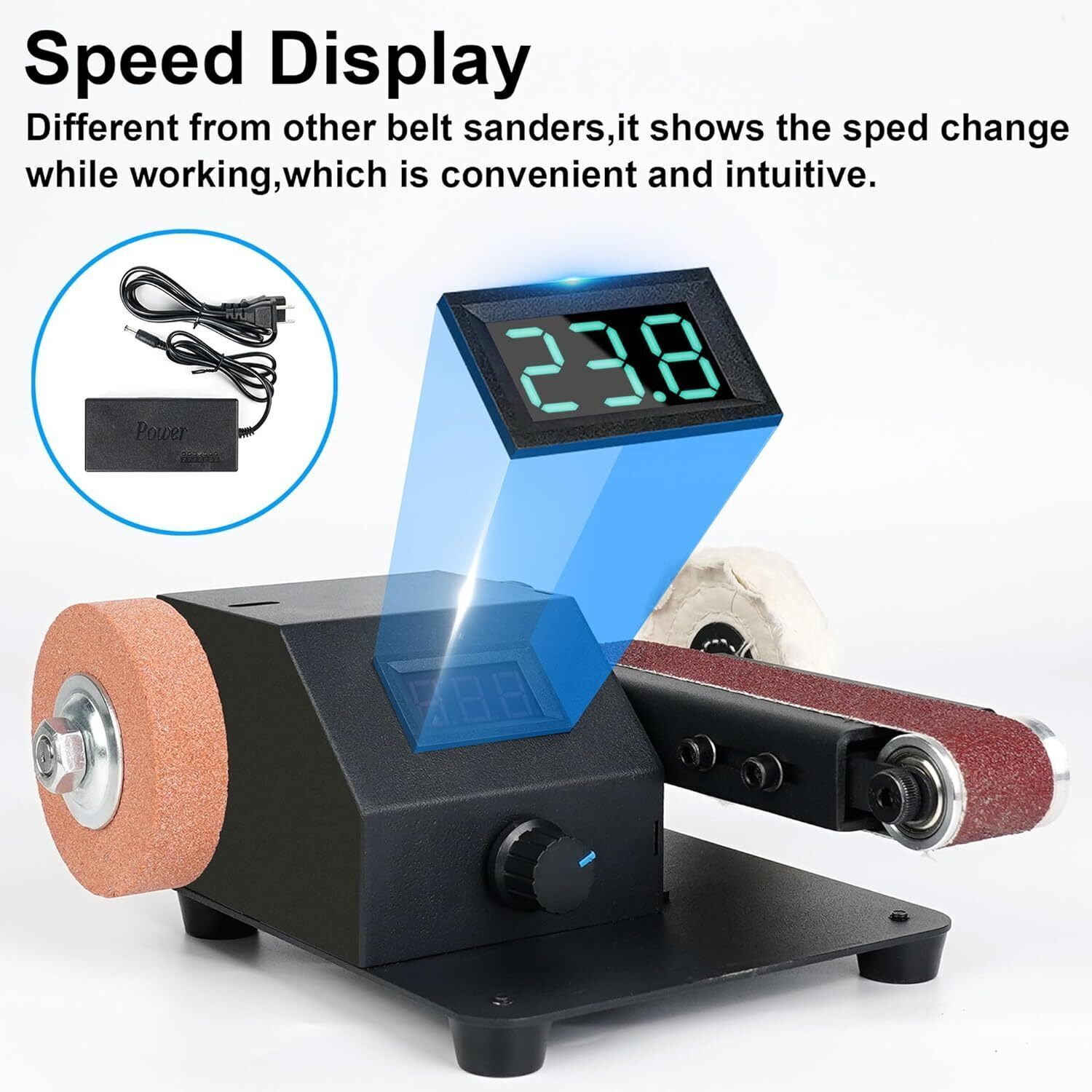 ya 17 1500W Belt Sander Adjustable Speed Metal Woodworking Grinder Electric ener main image 1