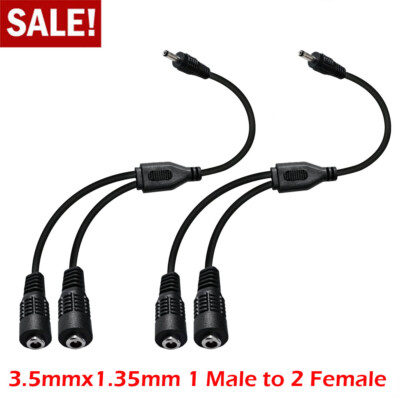 1/2PK 1 Male to 2 Female connecting Jack cables Splitter 3.5mm x 1.35mm Adapter