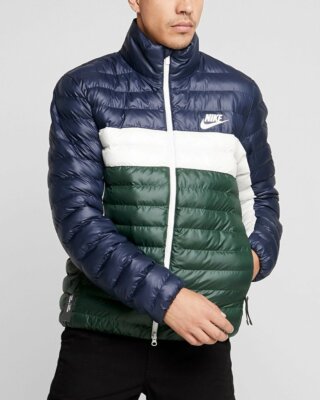 Nike Synthetic Fill Bubble Puffa Coat Jacket Medium Navy Green BV4685-451