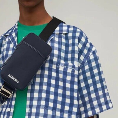 Jacquemus Le Giardino Bag in Blue Canvas Sling Crossbody New