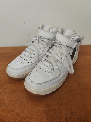 Nike Air Force 1 Mid White & Black Tick Sneaker Gr. UK 6 EUR 40 Top Strap
