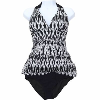 Profile by Gottex Shibori Printed Macrame-Strap Halter Tankini Swimsuit Set, 16