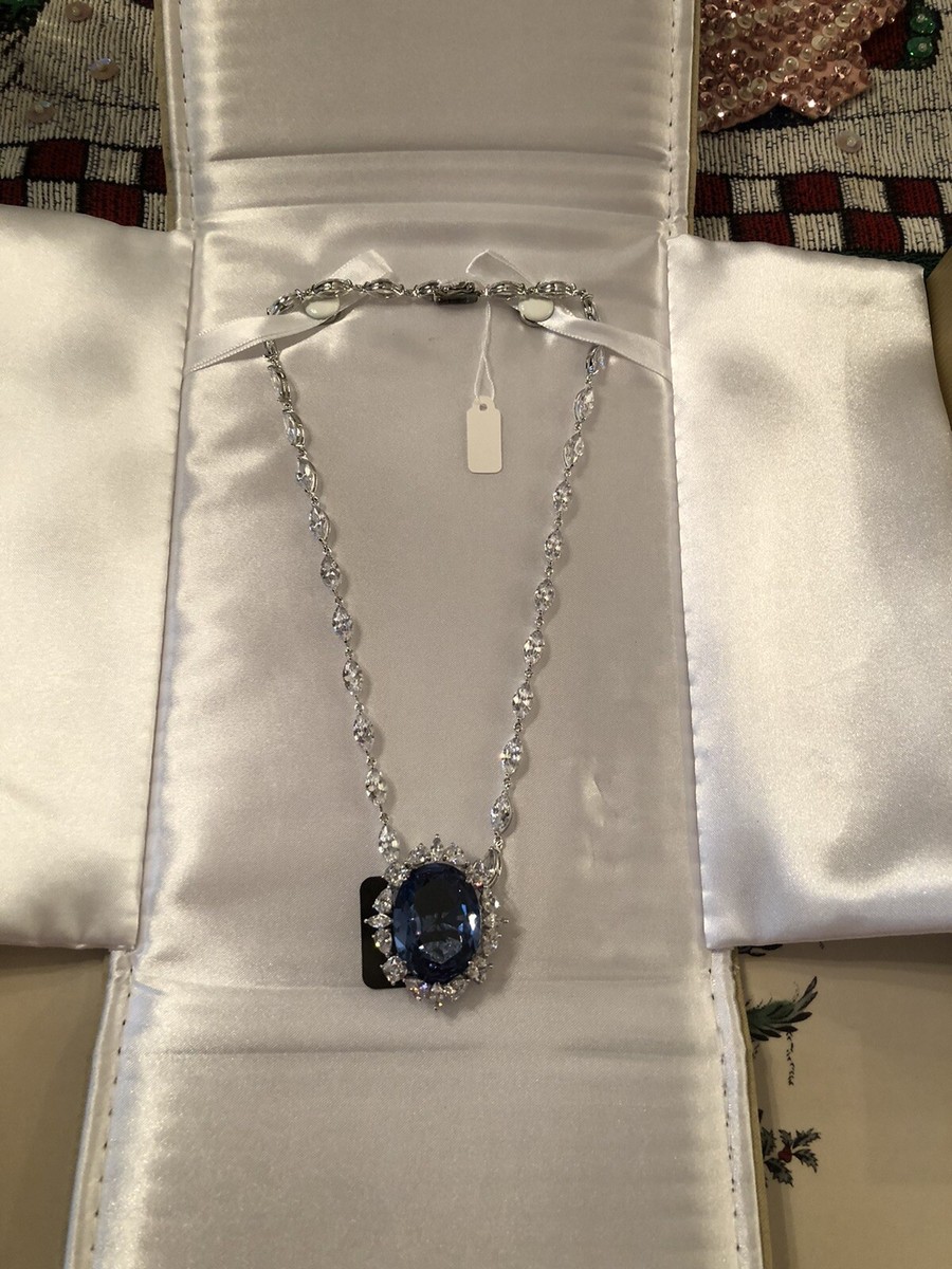 Charles Winston Hope Diamond Replica Necklace 18” Blue Spinel