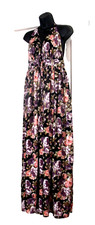 Windsor Floral Purple/Pink/Black Maxi Halter Dress, no size Found ckmeasurements
