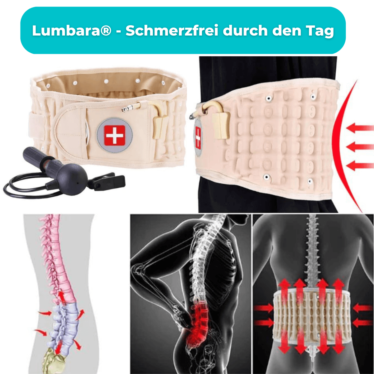 Aufblasbarer Lumbal-Dekompressionsgrtel  Rckensttze Mit Pumpe  Unisex,  Verstellbar Bandscheibenvorfall Grtel