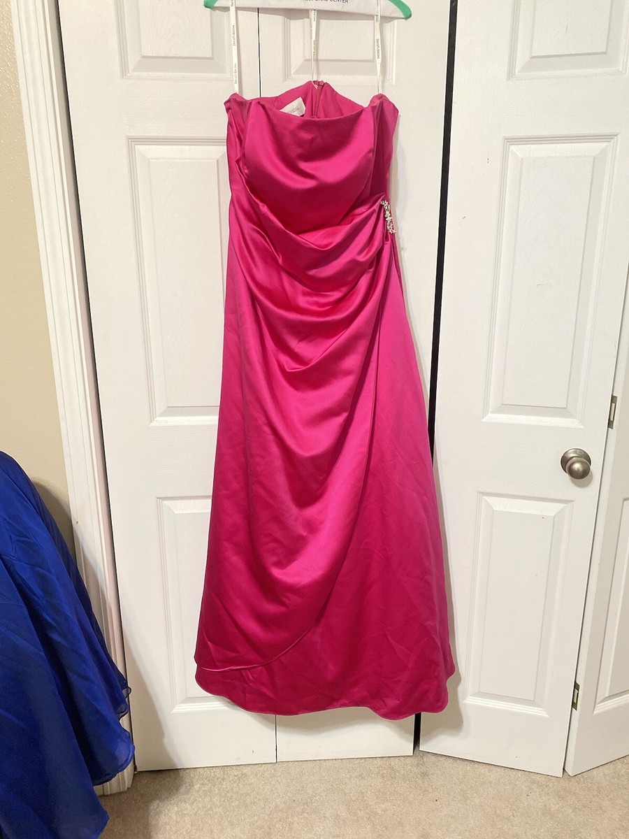 hot pink dress cocktail Hot Pink Sheath Spaghetti Straps Long Prom Dresses With Split