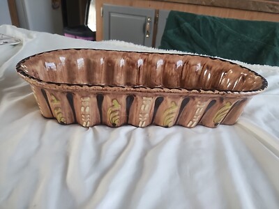 Vintage Large  Glazed Stoneware Hand Painted Baking Casserole Dish 