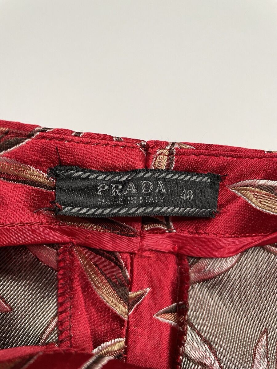 Prada Vintage Archive Spring 1997 Red Silk Bamboo Print Slim Prada Vintage Archive Spring 1997 Red Silk Bamboo Print Slim