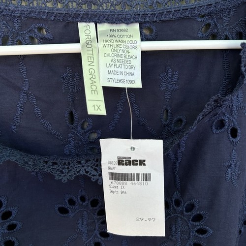 Neu mit Etikett Forgotten Grace Boho Baumwollbluse Spitzenbesatz bestickt Ösen Übergröße 1 - Bild 4 von 7