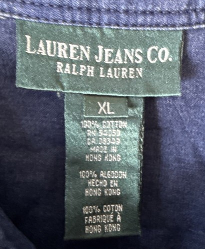 Camicia donna vintage Lauren Jeans Co Ralph Lauren cotone denim con bottoni 1X - Foto 7 di 9