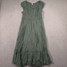 Old Navy Dress Womens Large Green Smocked Ruffle Boho Maxi Sundress