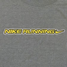 Vintage Nike Running T Shirt M XL Grey Yellow Flaws Made In USA