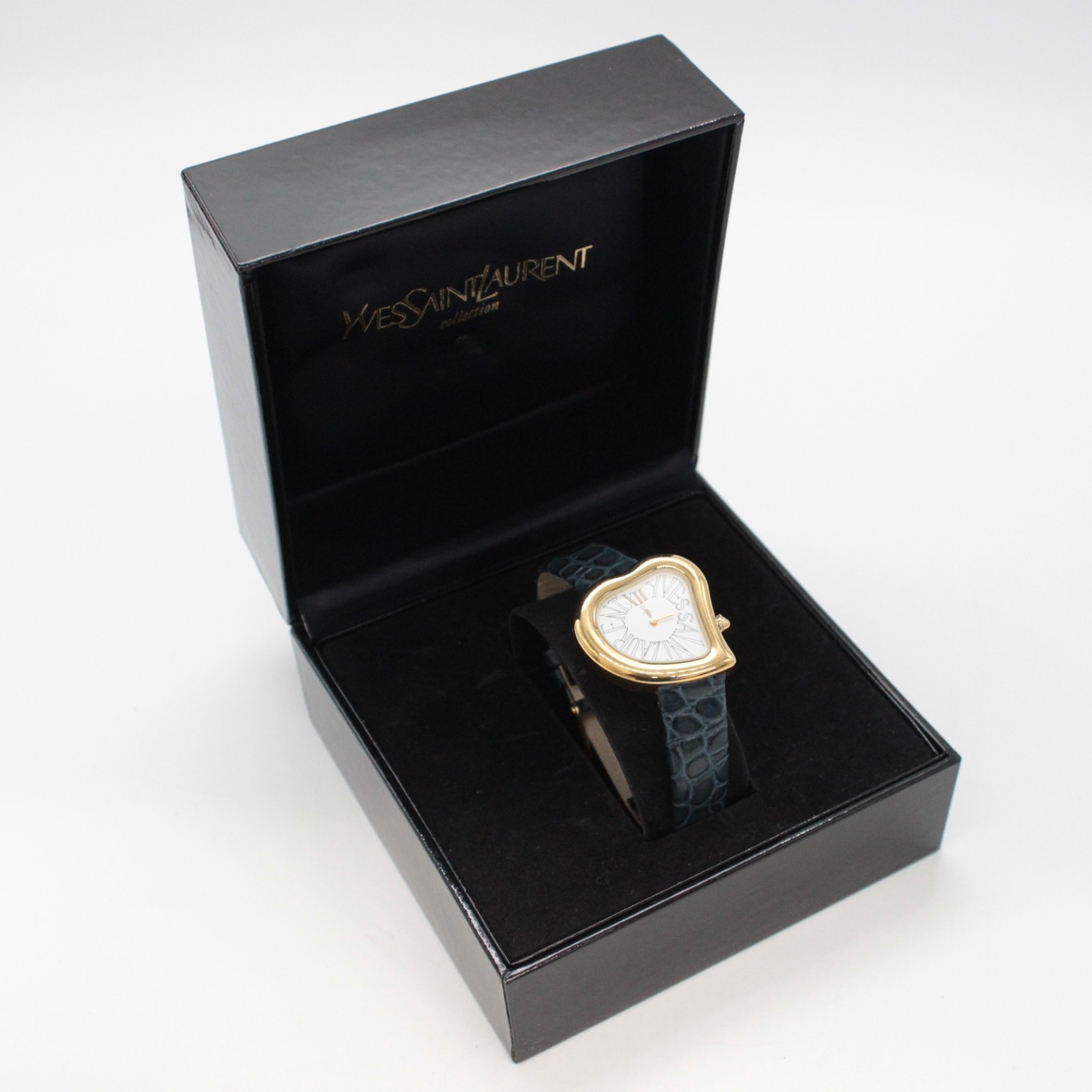 New Belt [Exc+5 w/BOX] Yves Saint Laurent 05F Heart Qz Women's From JAPAN Y881