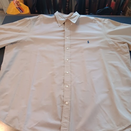 Polo Ralph Lauren 3XB 3XL Big Men Button Down Dress Shirt Khaki Blue Pony - Bild 3 von 13