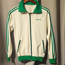 Rare Vintage adidas Originals Men's M White/Green 3-Stripe Full Zip Track Jacket