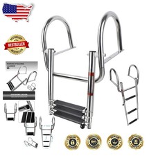 Pontoon Boat Ladder 3 Step - Stainless Steel, 400lb Load, Rear Entry