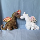 Ty Beanie Babies SCORCH & MAGIC Dragon Plush Lot of 2 1998 Vintage MWMT