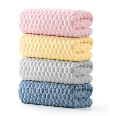  4 Pack Microfiber Bath Towels - Extra Large, Set of 4 Pink+gray+yellow+blue