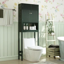 over the Toilet Storage Cabinet, Bathroom Space Saver with Fluted Doors Adjustab