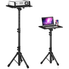 Adjustable Projector Stand Tripod 23.5-46.5  with Gooseneck Holder - Metal Black