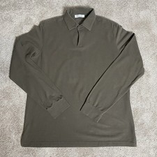 Loro Piana Cotton Polo Long Sleeve Mens Size XL Beige Shirt Italy Knit Pullover