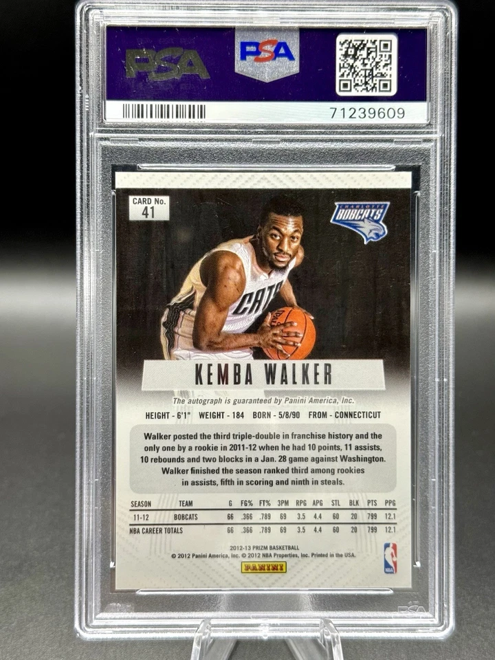 2012 Panini Prizm KEMBA WALKER RC AUTO PSA 9 🔥 1st Year Prizm 🔥 BOBCATS - Image 3 of 4