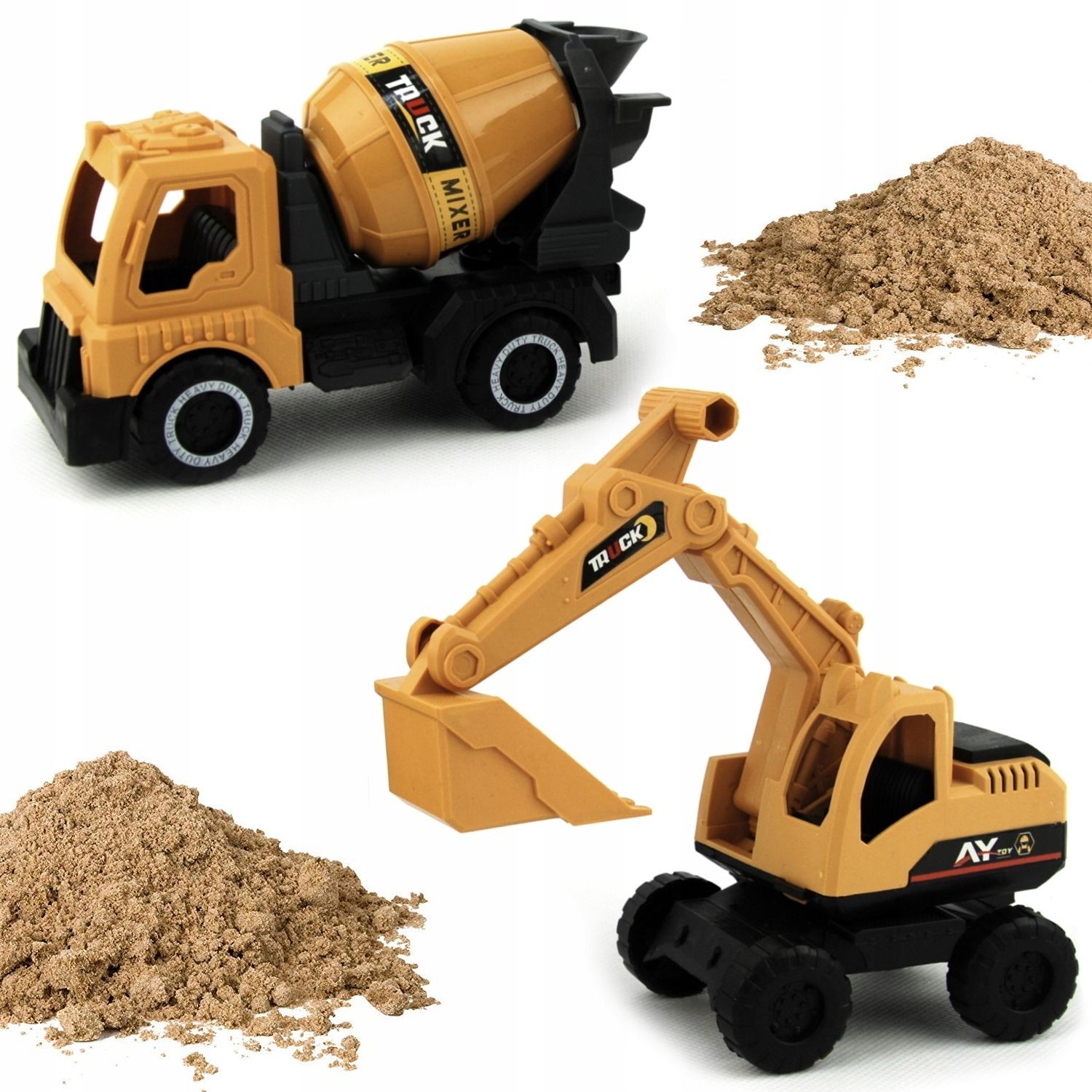 Juego de 2 piezas de vehículos de construcción excavadora mezcladora niños juguete juego arenero playa
