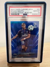 2017-18 Topps Chrome UEFA Kylian Mbappe Champions Blue Refractor 150/150 PSA 10