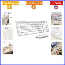 Wireless Bluetooth Keyboard  Mouse Combo for Mac, Quiet, Slim, Rechargeable,...