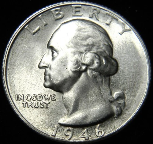 1946-S WASHINGTON SILVER QUARTER,  CHOICE BU BRILLIANT UNCIRCULATED