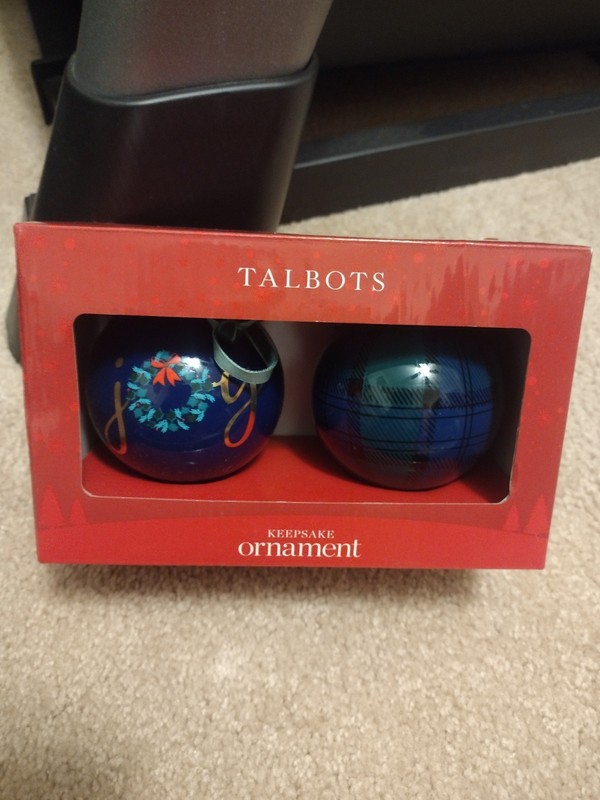 Talbots Joyful Ornament Set of 2 NEW IN BOX