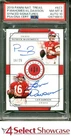 2019 NATIONAL TREASURES PATRICK MAHOMES-LEN DAWSON #/25 POP 1 PSA 8 DNA AUTO 10