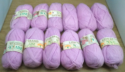 12 Skeins Lion Brand 1.4 oz. Molaine Yarn 3 Ply Mohair Look Lilac