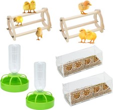 Chicken Feeder and Waterer Kit with Baby Chicken Perches Freestanding Roostin...