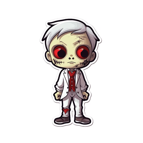Zombie Chibi Horror Scary Self Adhesive Vinyl Sticker