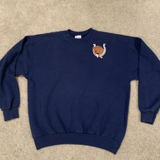 Vintage Horse Horseshoe Equestrian Sweatshirt Adult L Crewneck Blue 90s Hanes