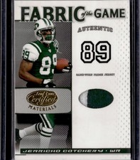 2007 Fabric of the Game worn patch Jerricho Cotchery /25