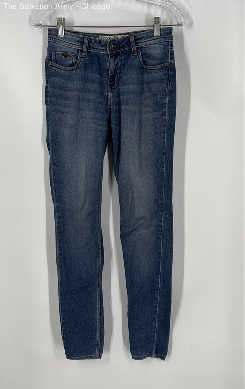 Bare Denim Womens Blue Carol Mid Rise Medium Wash Super Skinny Jeans Size 28