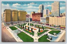 San Francisco California CA Post Powell Stockton Geary Sts Store Flag Postcard