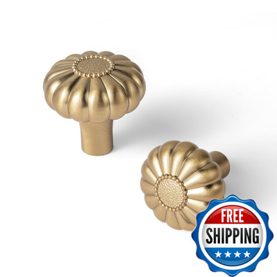Yanxia 12 Pack Elegant Bloom Champagne Bronze Cabinet Knobs Drawer Pulls For