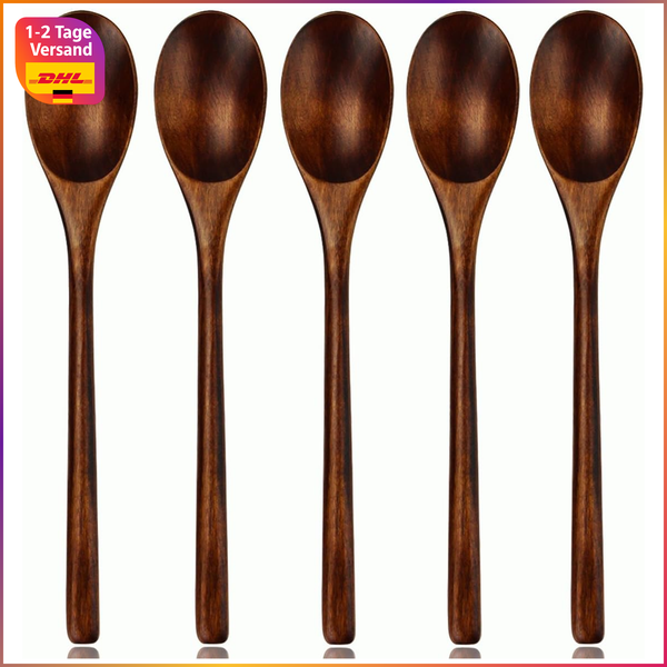 HolzlöFfel Set 5 StüCk Japanischer Stil Nanmu Holz Mit Langen Griff In Box-image