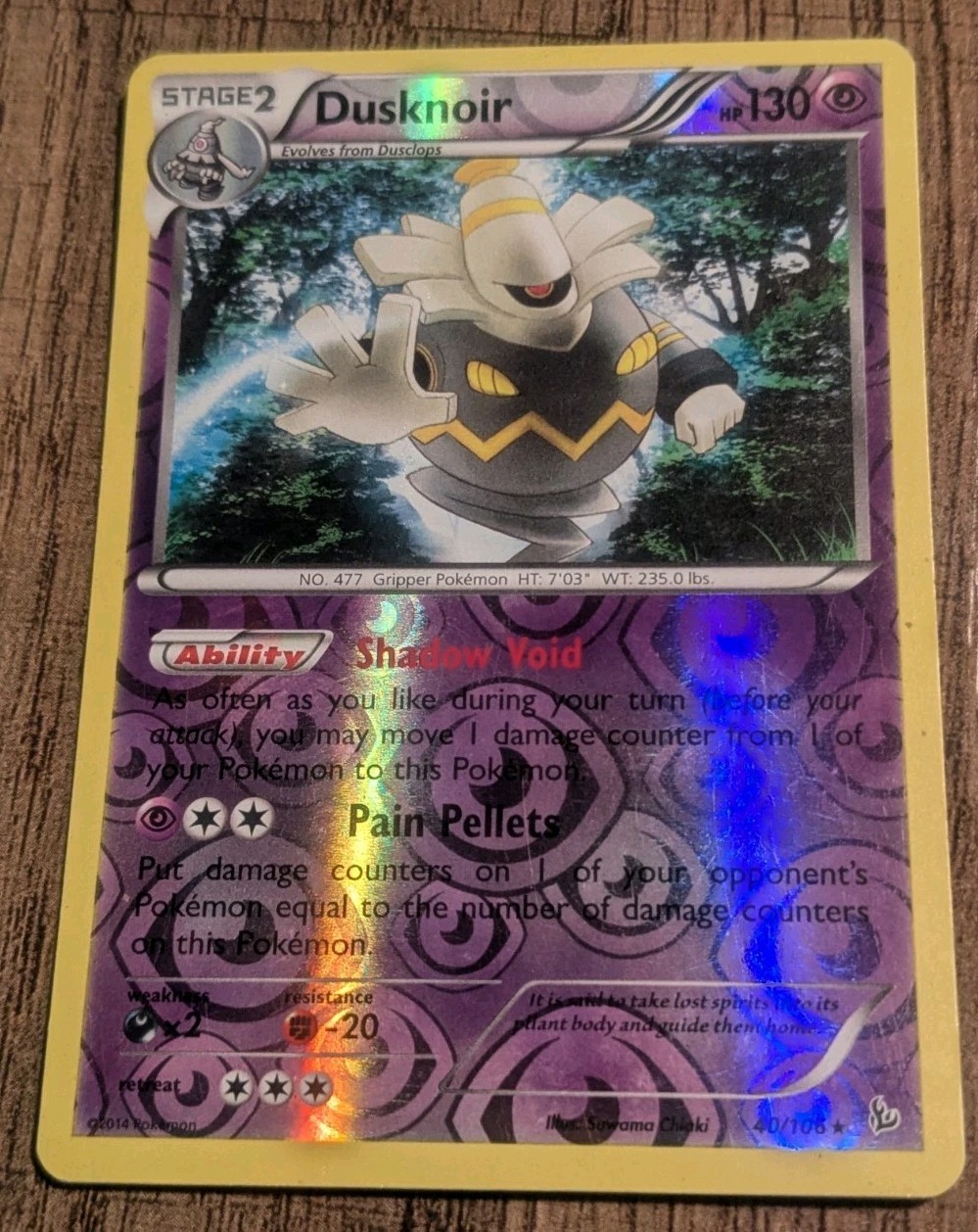 Dusknoir - 40/106 - Reverse Holo Rare, English Pokemon XY FlashFire LP