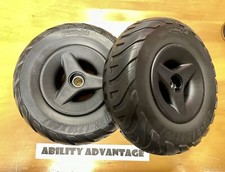   2 NEW  Permobil 8  AGGRESSIVE SOLID TIRES on V.2 CASTERS, fit M5, F5, F3 Caster