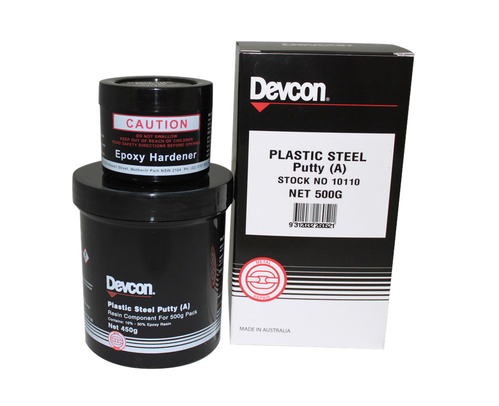Devcon PLASTIC STEEL PUTTY A 500g Repair Epoxy, Hardens In Four Hours *Aust Made eBay