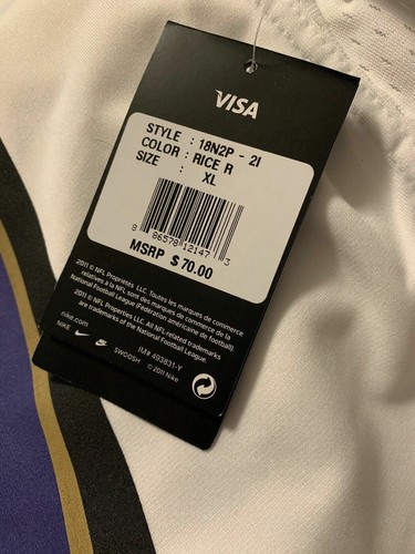 NWT Baltimore Ravens Nike #27 Ray Rice NFL White On Field Jersey YOUTH XL 18-20 - Picture 4 of 4